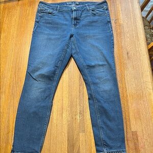 Old Navy Women 14 Denim Blue Mid-Rise Rockstar Super Skinny Ankle 5 Pocket Jeans